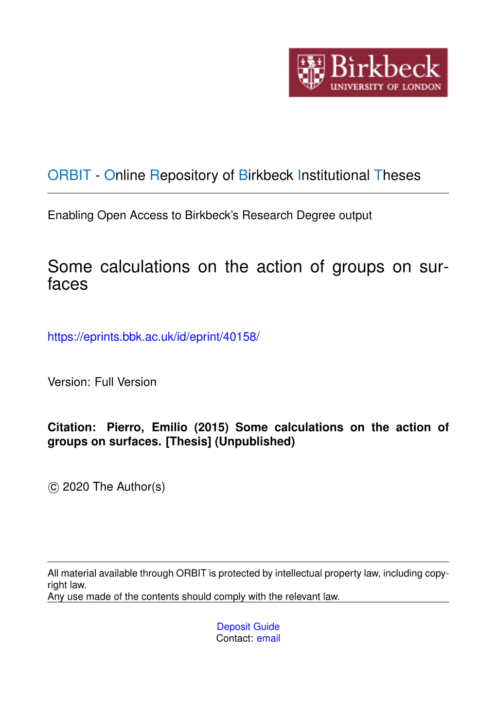 Some Calculations on the Action of Groups on Sur- Faces