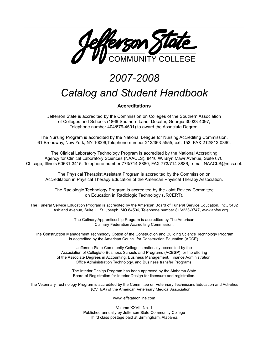 2007-2008 Catalog and Student Handbook