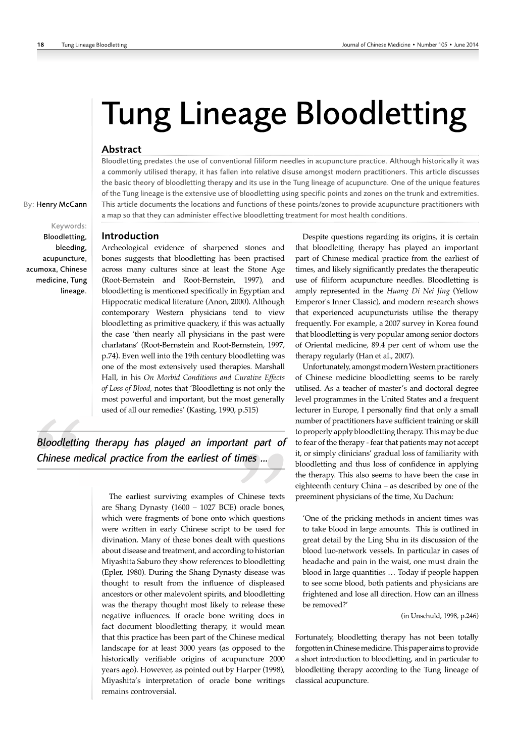 Tung Lineage Bloodletting