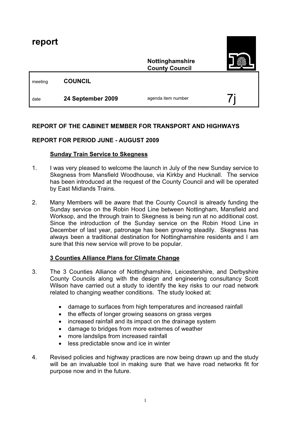 07J Transport and Highways Portfolio