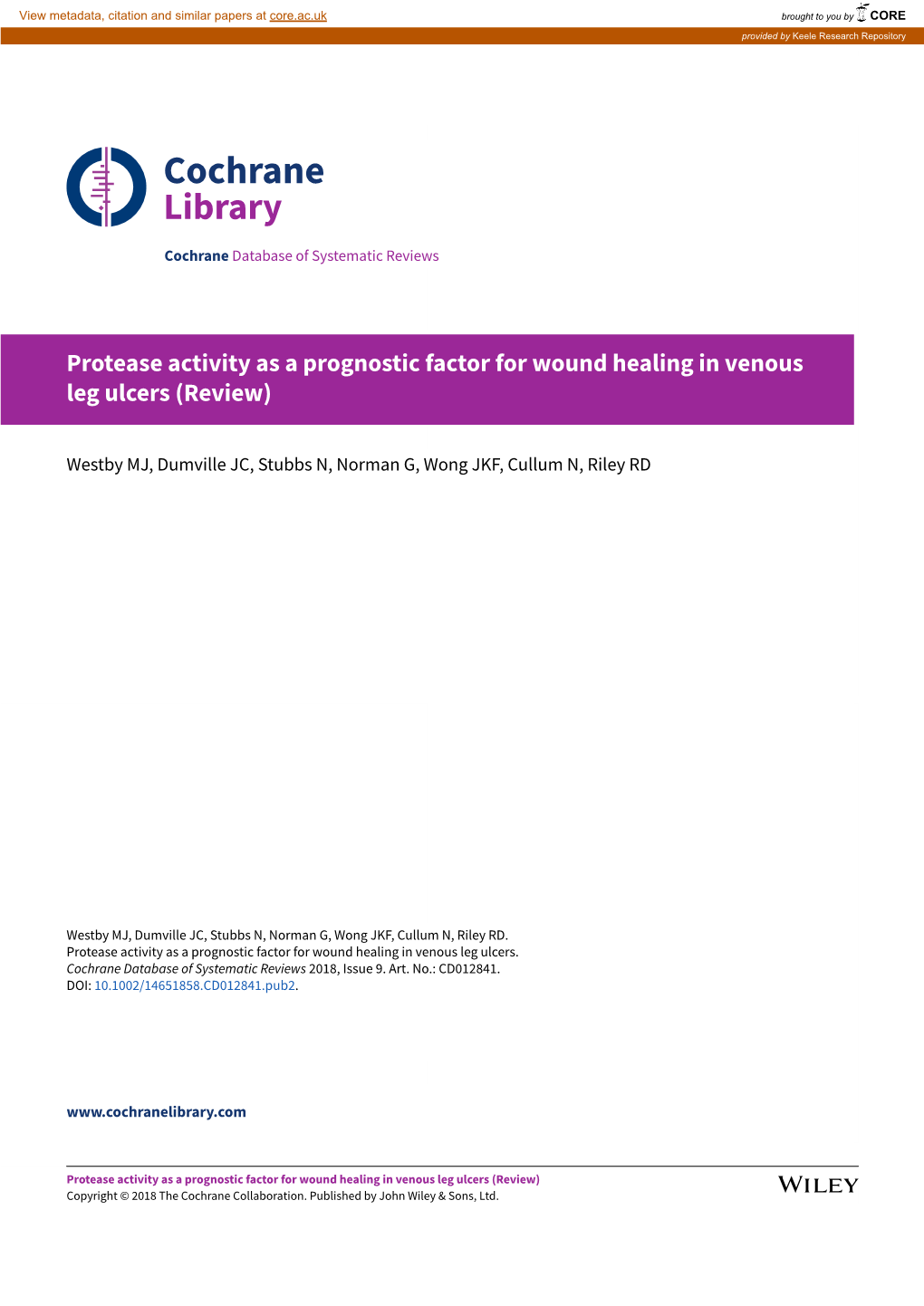 Protease Activity As a Prognostic Factor for Wound Healing in Venous Leg Ulcers (Review)