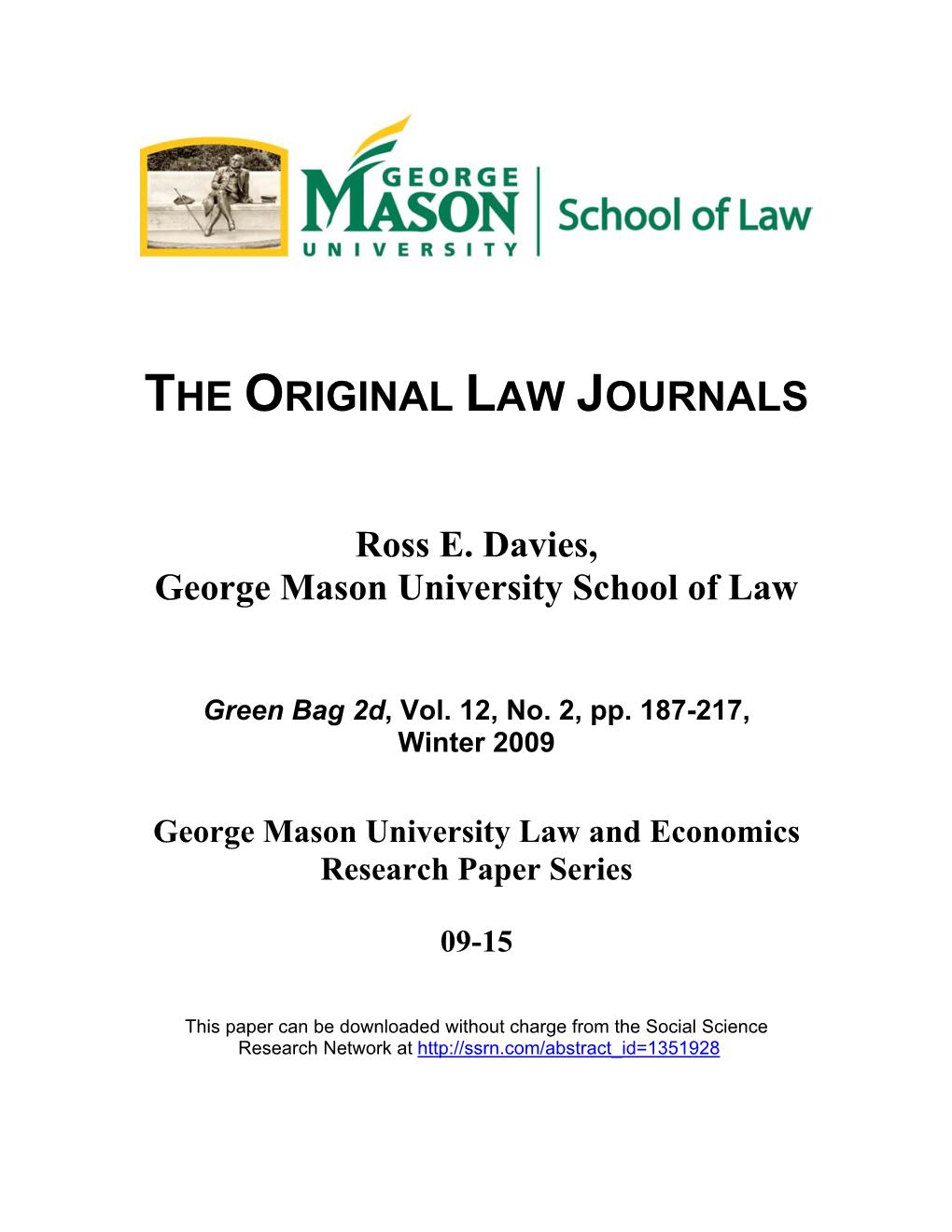 The Original Law Journals