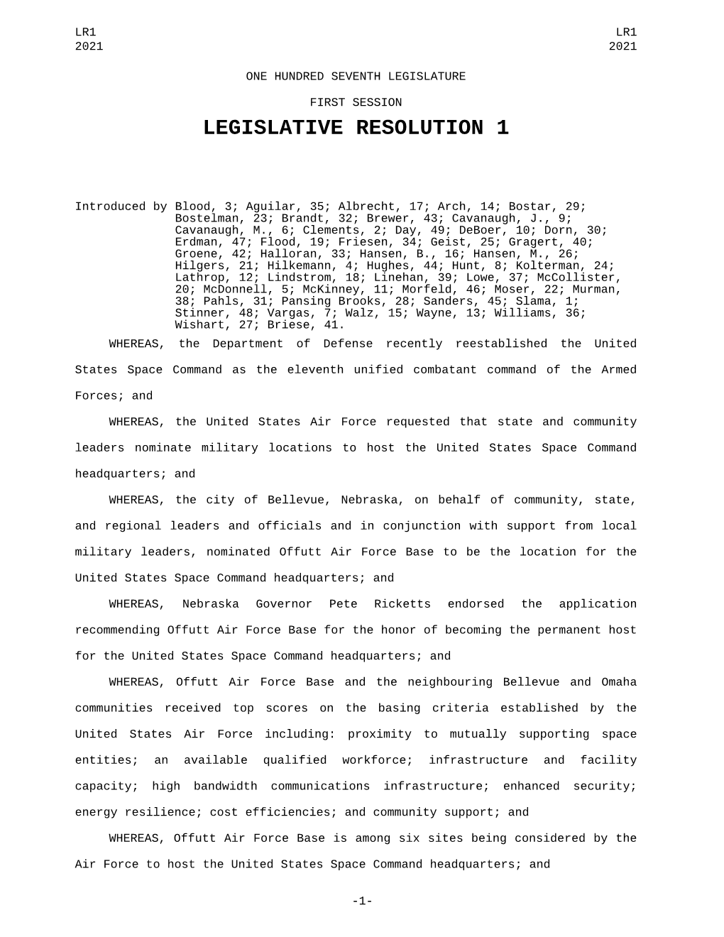 Legislative Resolution 1