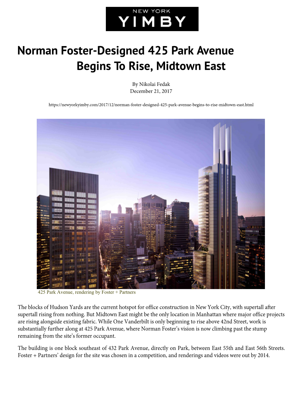 Norman Foster-Designed 425 Park Avenue Begins to Rise, Midtown East
