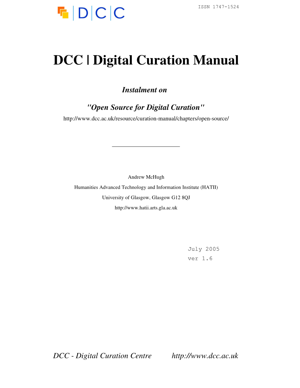 DCC | Digital Curation Manual