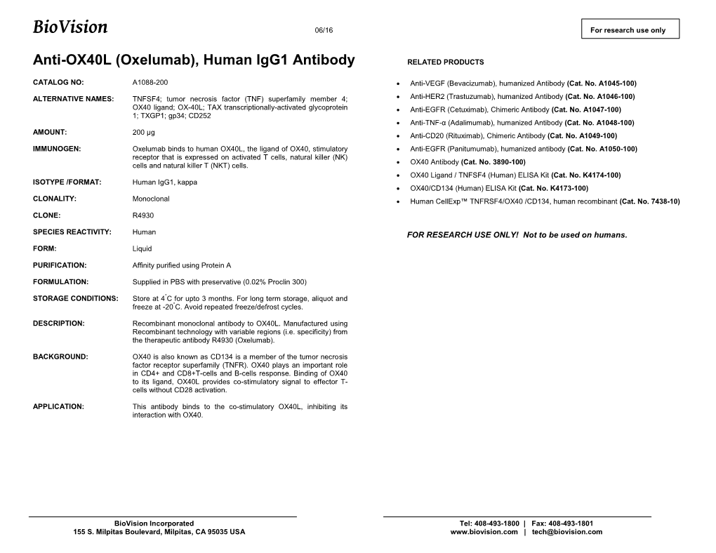 A1088-Anti-OX40L (Oxelumab)