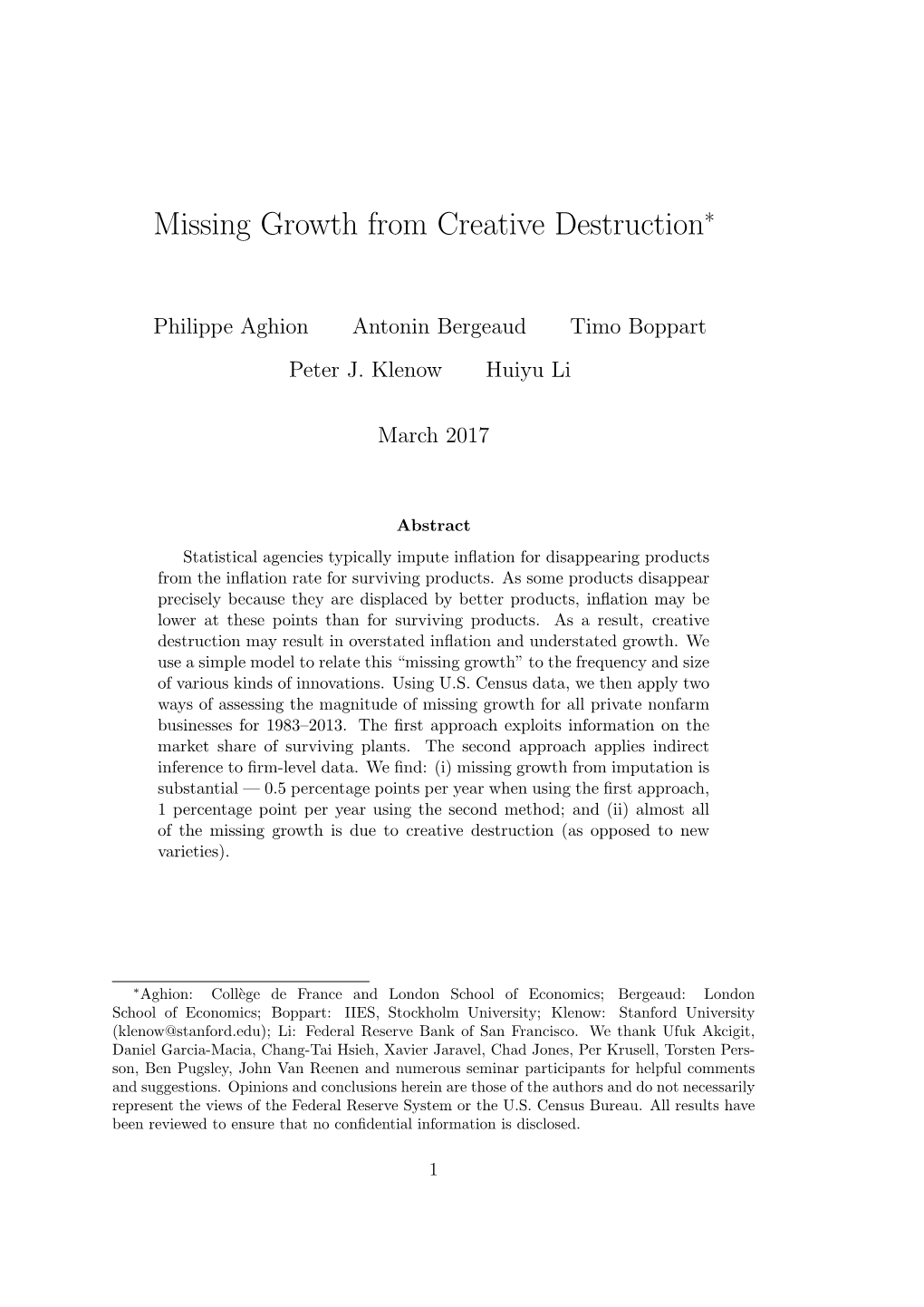 Missing Growth from Creative Destruction∗