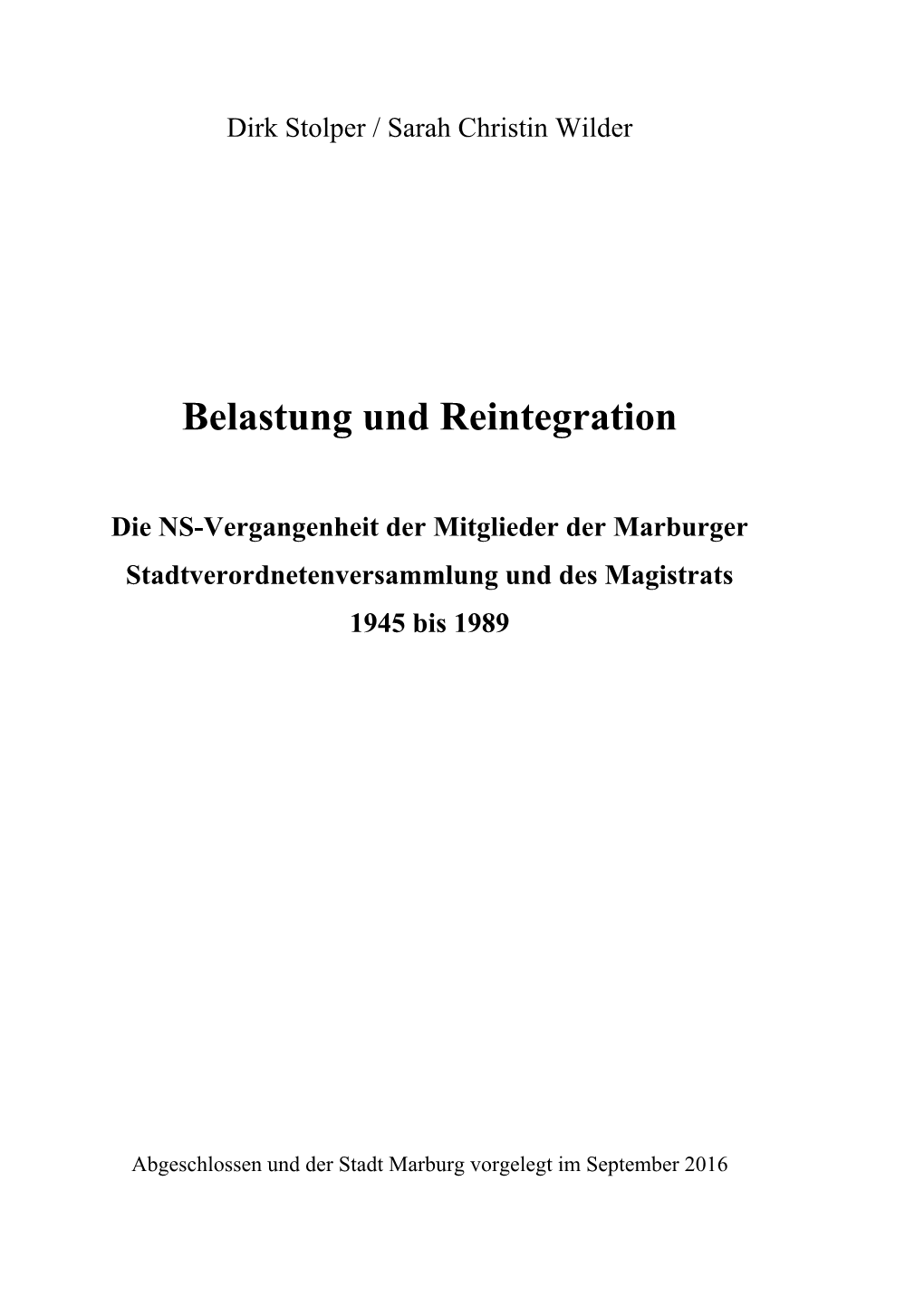 Belastung Und Reintegration