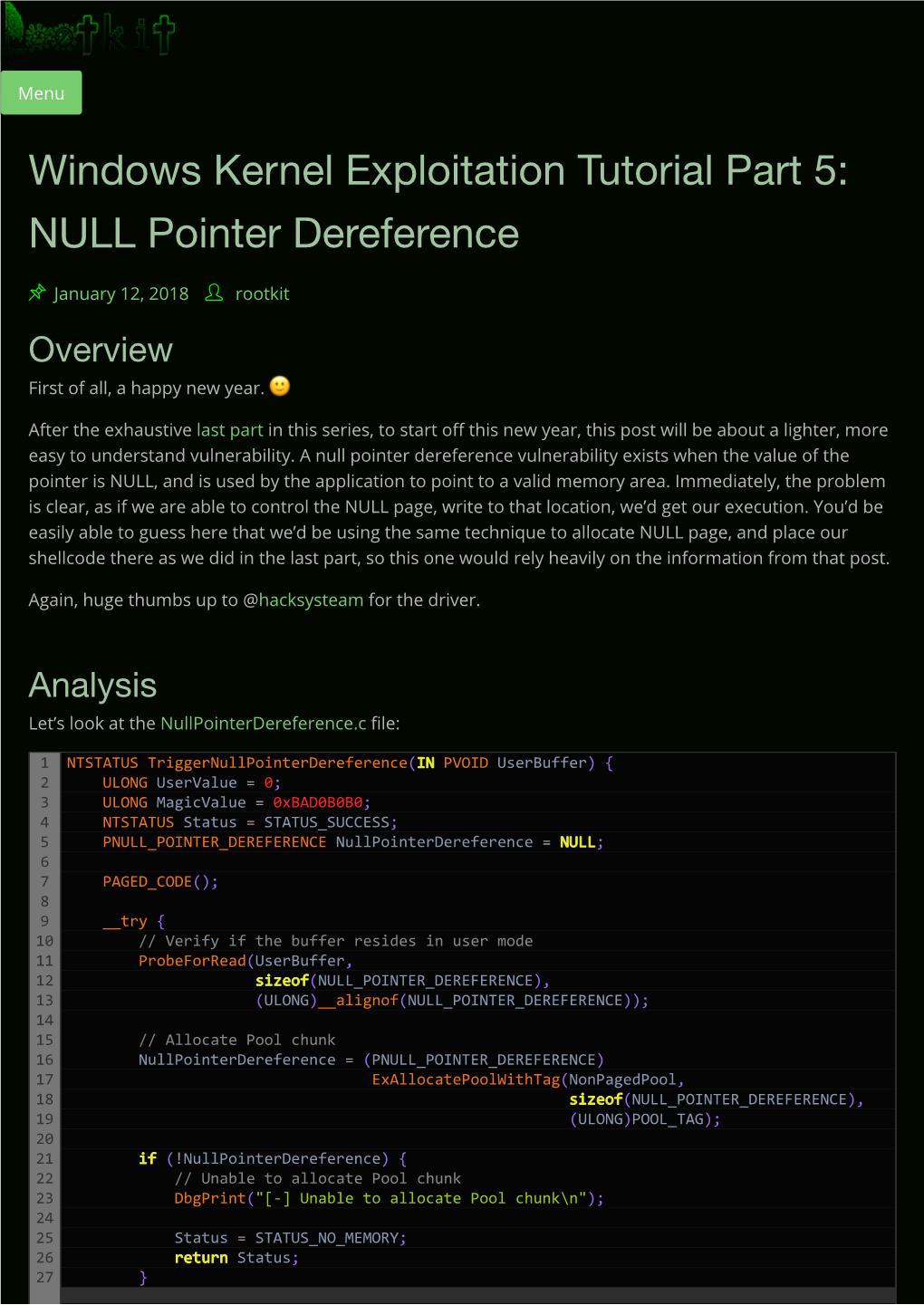 NULL Pointer Dereference