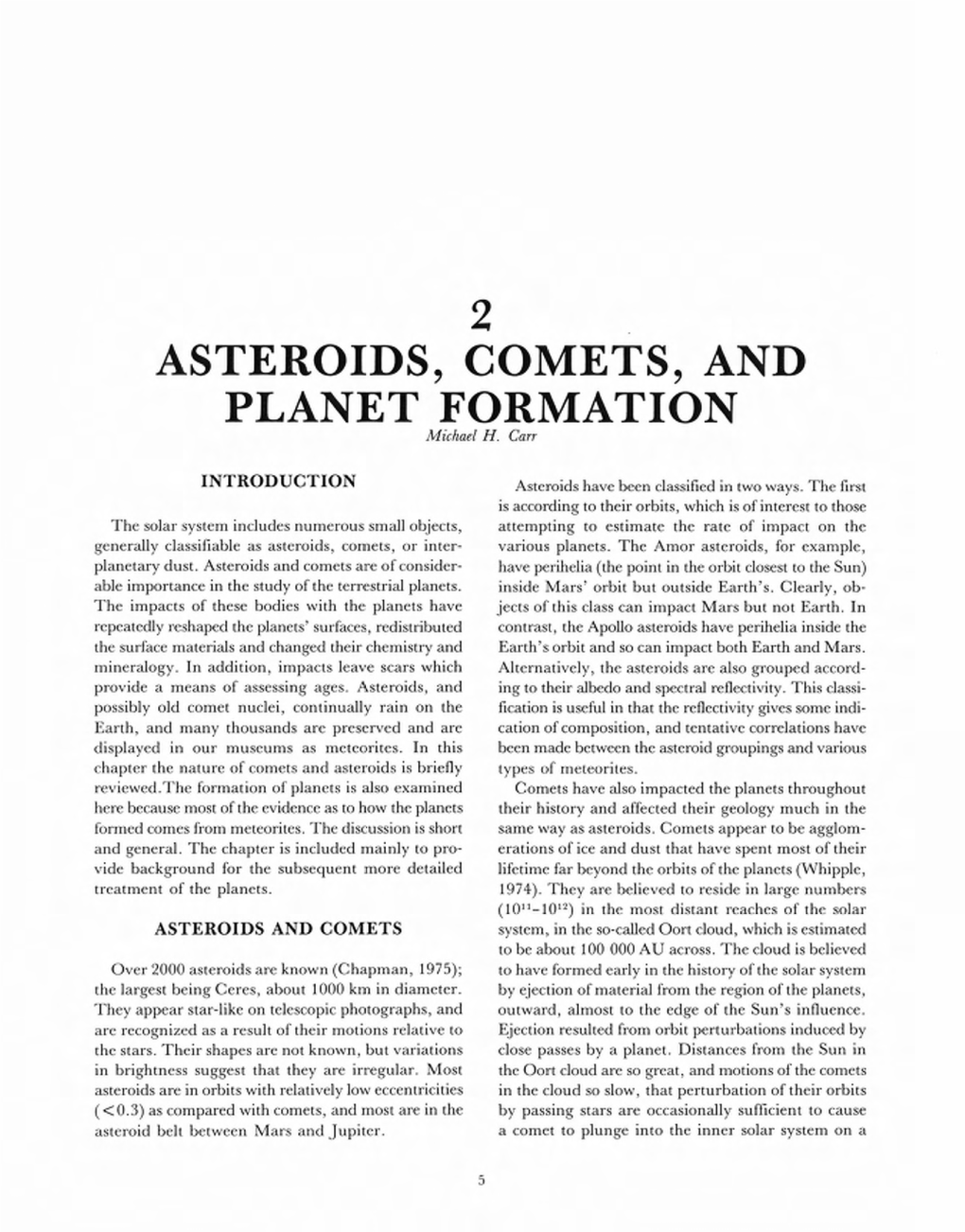 2. Asteroids, Comets, and Planet Formation