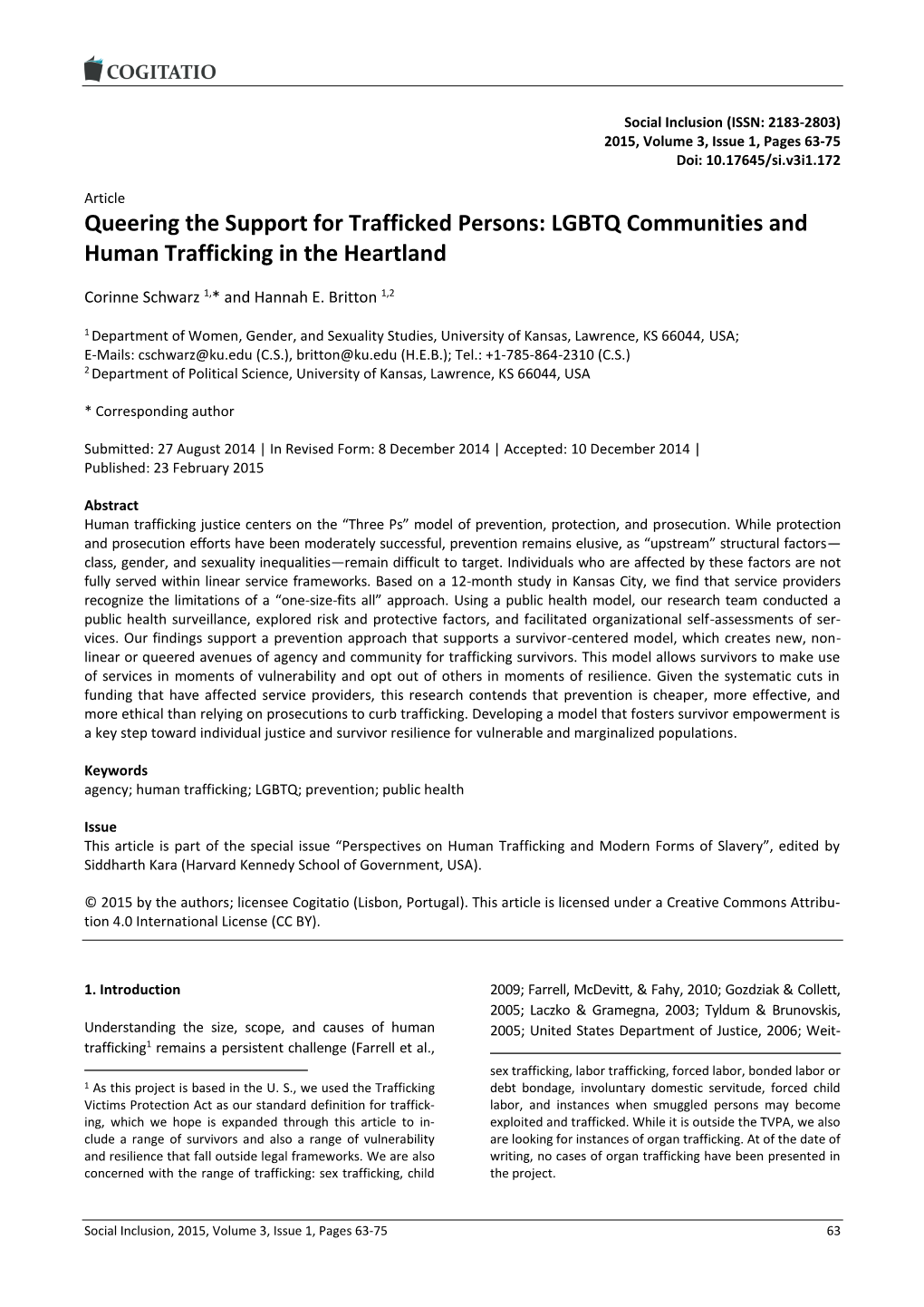 Queering the Support for Trafficked Persons: LGBTQ Communities and Human Trafficking in the Heartland