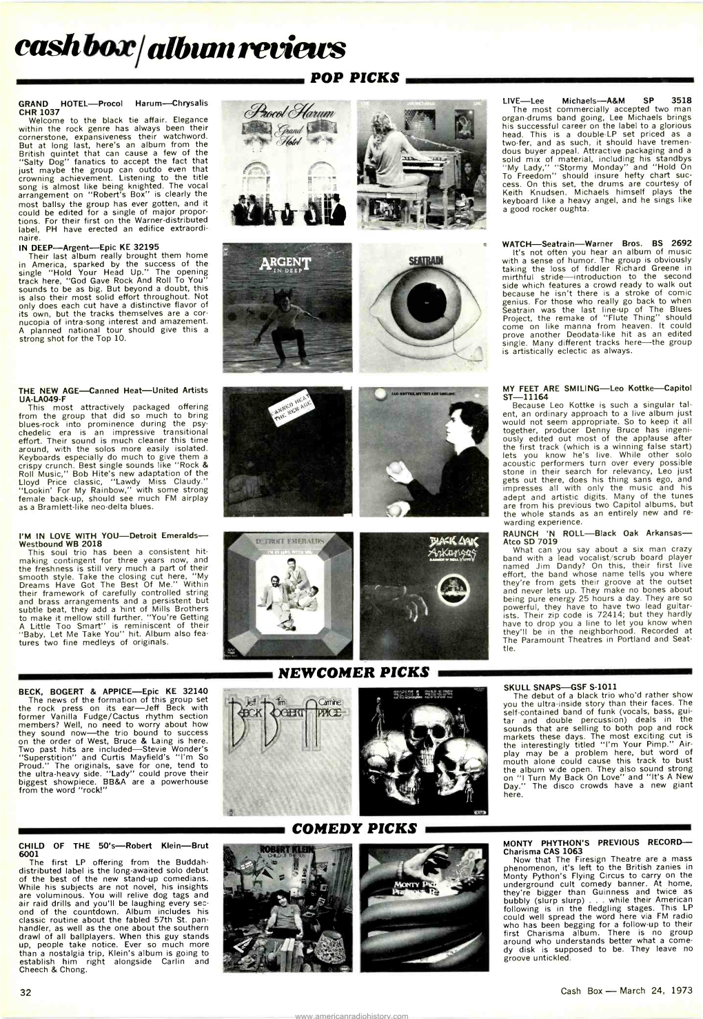 Cash Box/ Album Reviews POP PICKS