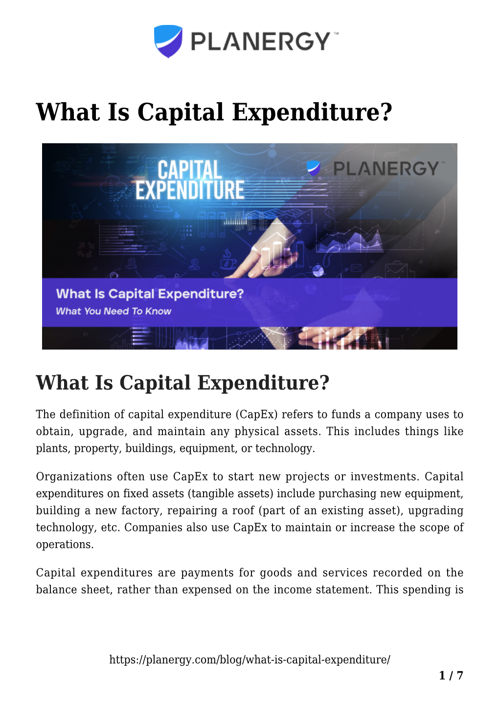 What Is Capital Expenditure?