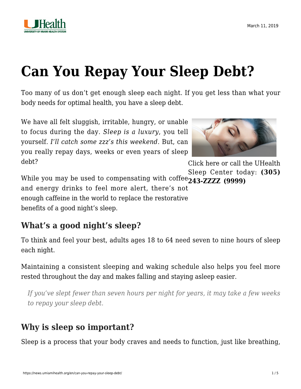 Can You Repay Your Sleep Debt?