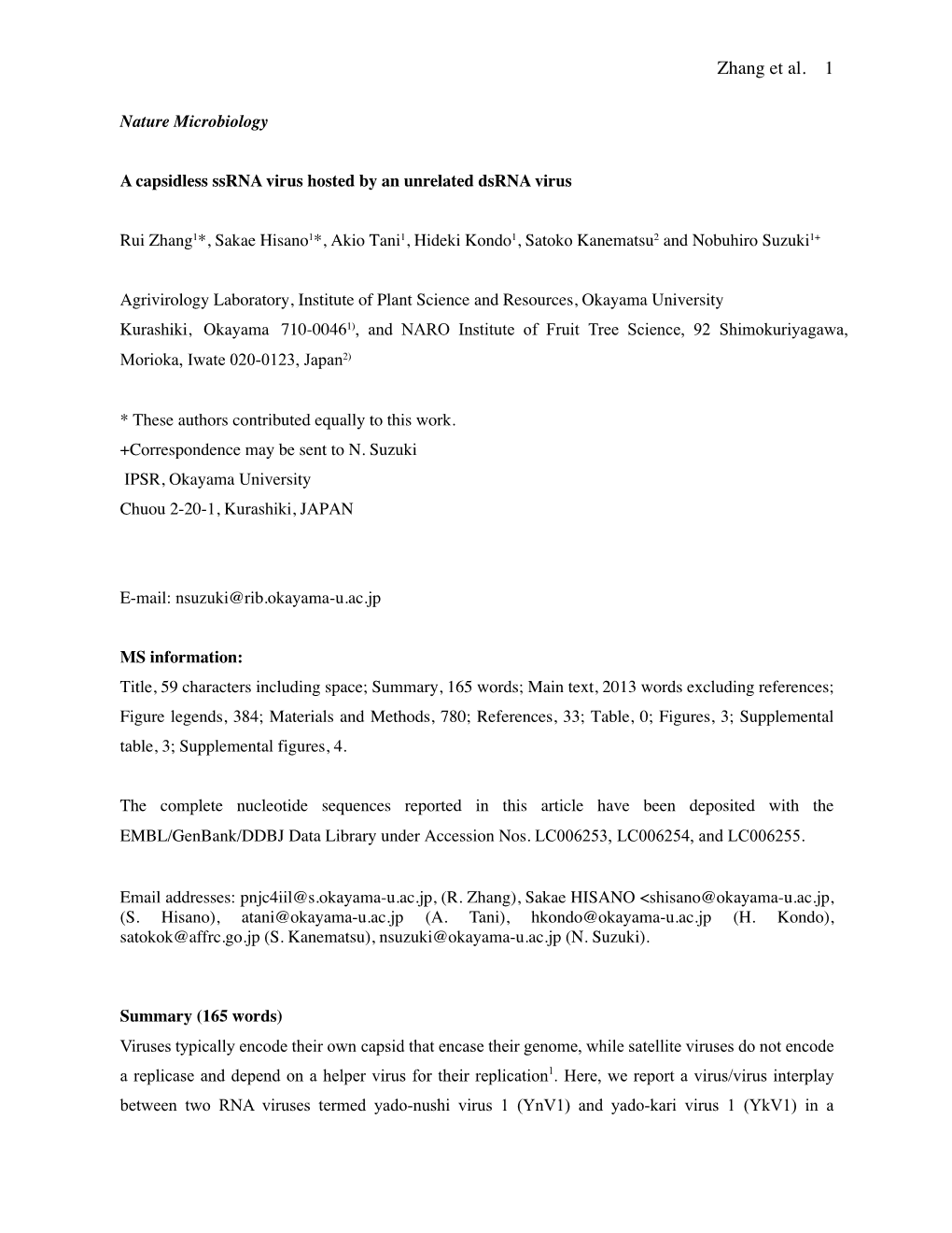 RNA Ssrna Virus Hosted by a Dsrna Virus 9-15-15HK