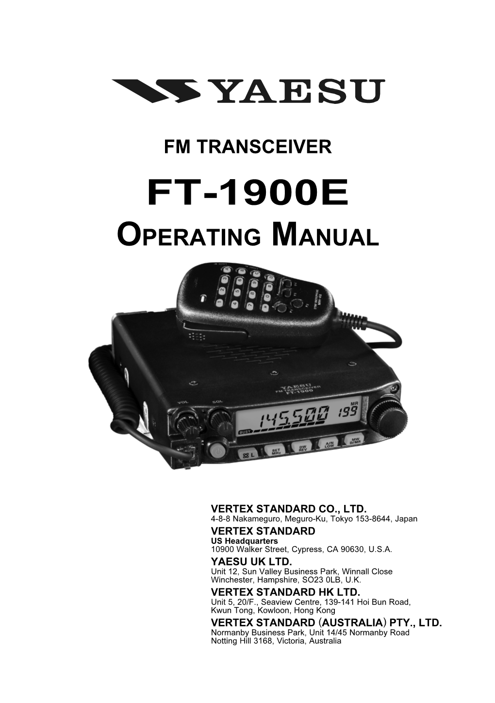 Yaesu FT-1900E Operator Manual