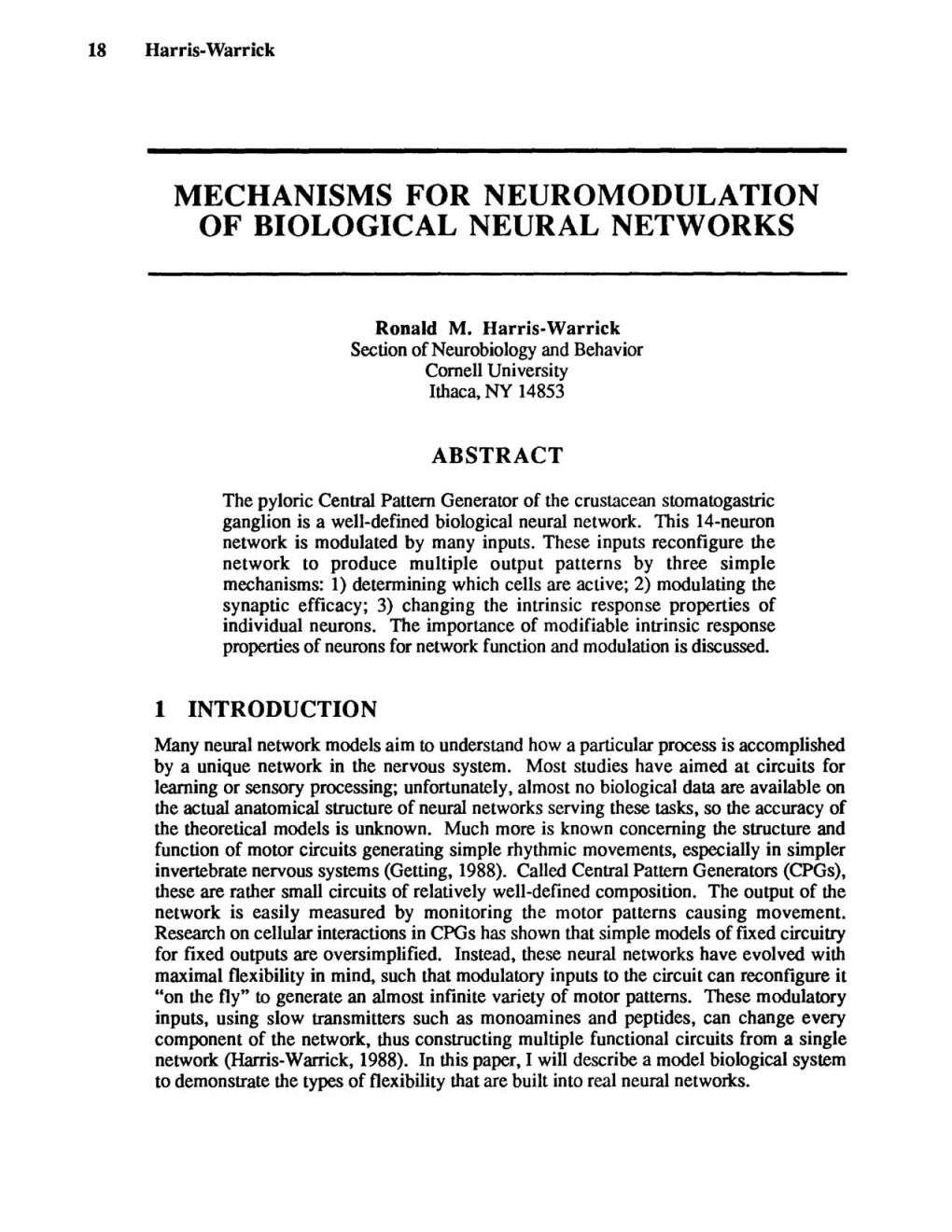 Mechanisms for Neuromodulation of Biological Neural Networks