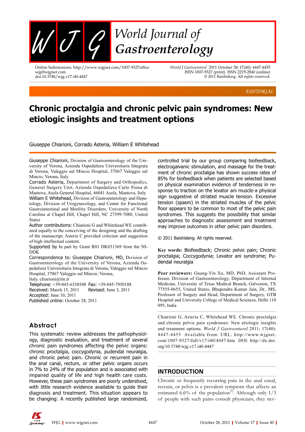 Chronic Proctalgia and Chronic Pelvic Pain Syndromes: New Etiologic Insights and Treatment Options