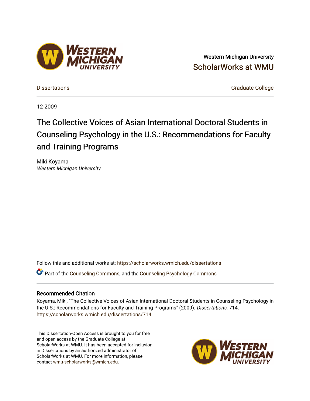 The Collective Voices of Asian International Doctoral Students in Counseling Psychology in the U.S.: Recommendations for Faculty and Training Programs