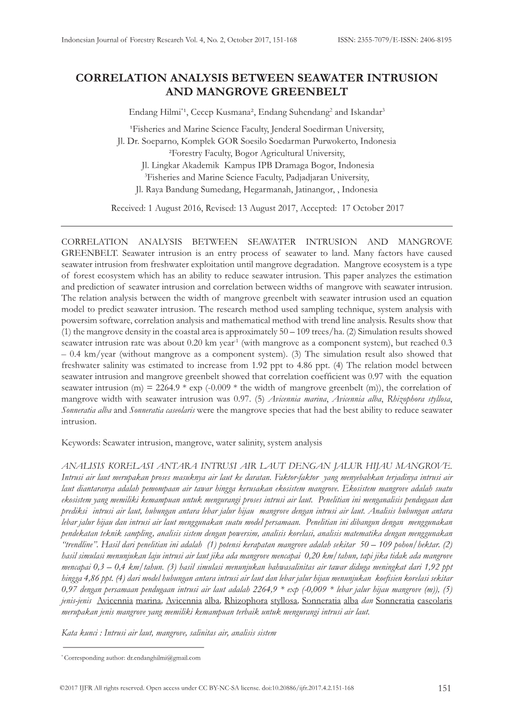 Correlation Analysis Between Seawater