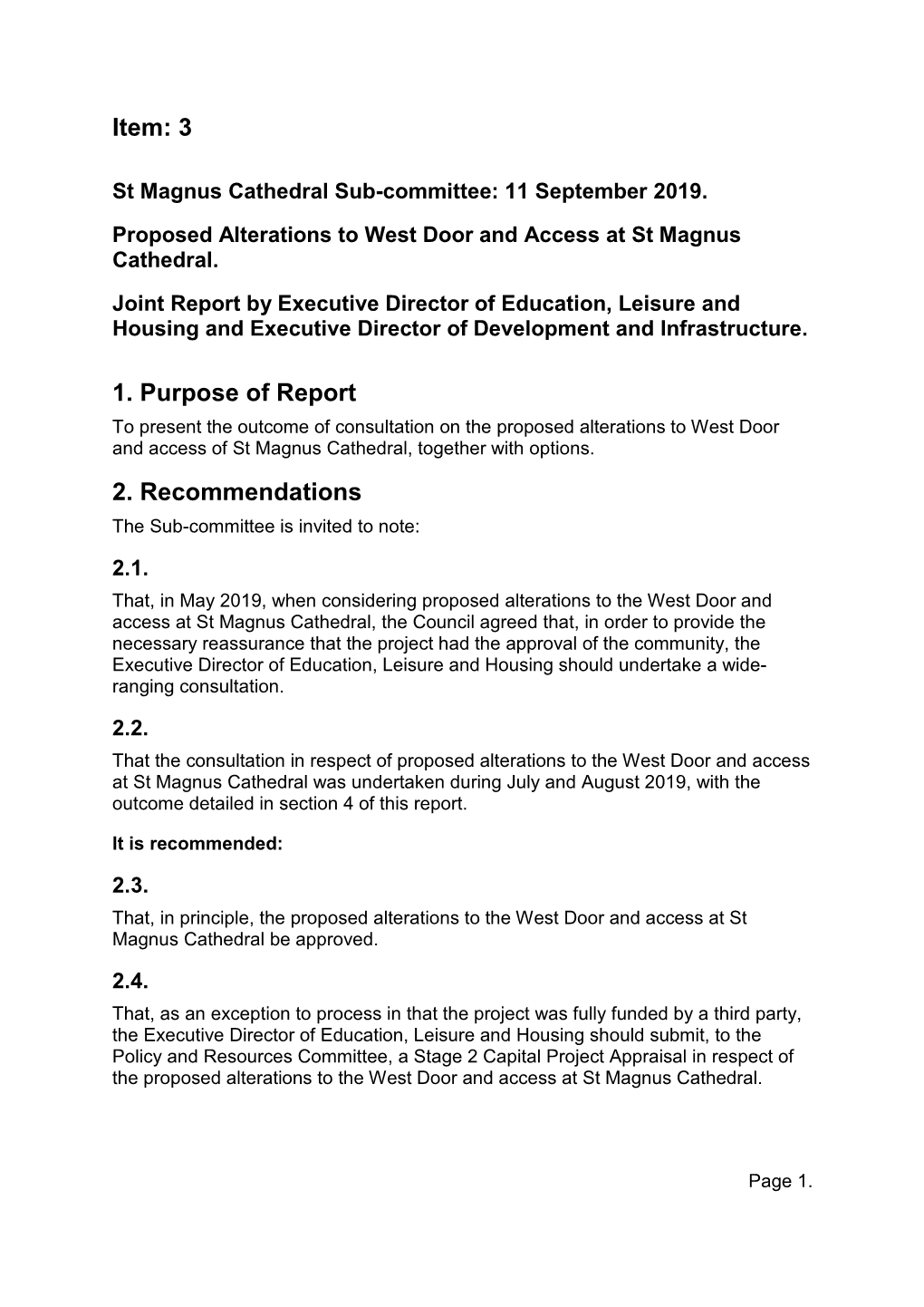 Proposed Alterations to West Door and Access at St Magnus Cathedral