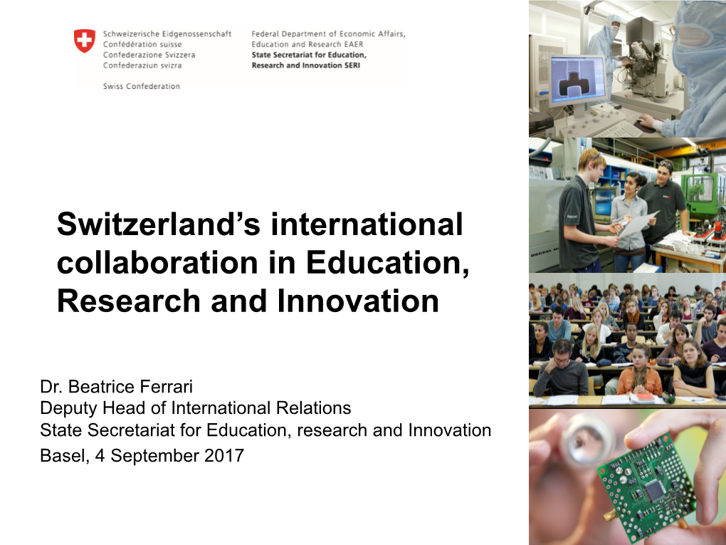 Switzerland's International Collaboration in Education, Research and Innovation