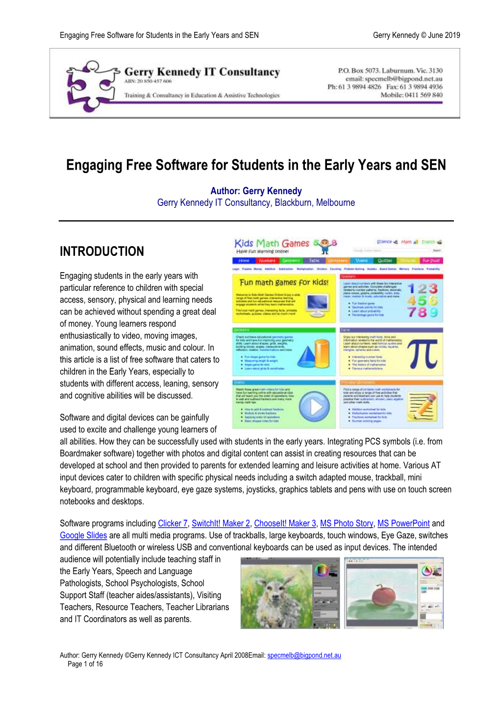 Engaging Free Software for the Early Years And