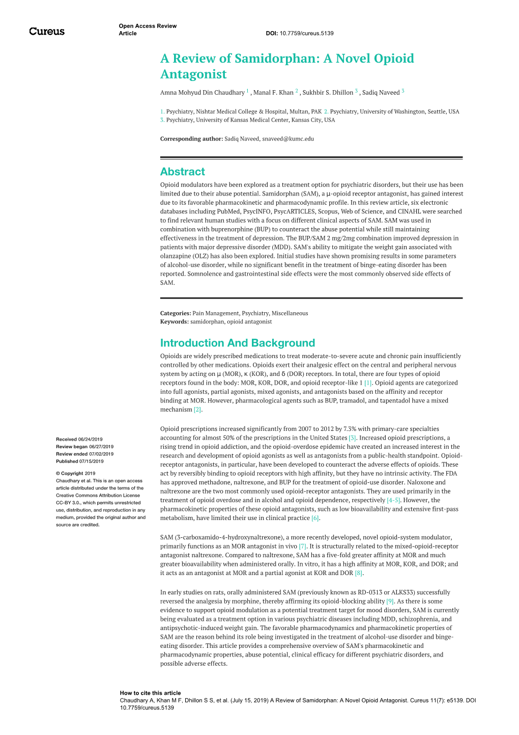 A Review of Samidorphan: a Novel Opioid Antagonist