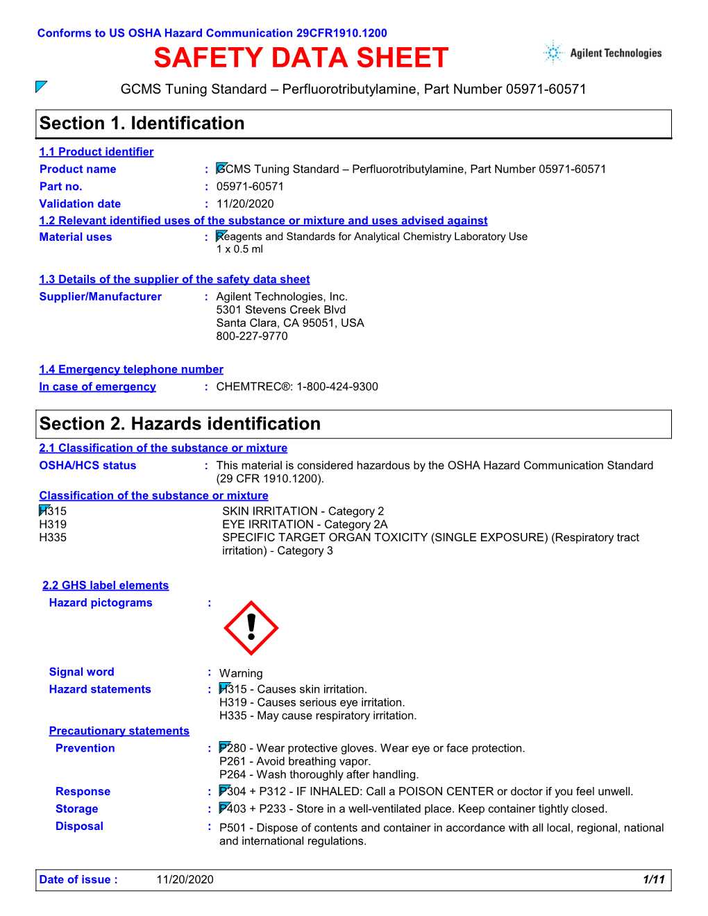 Section 2. Hazards Identification