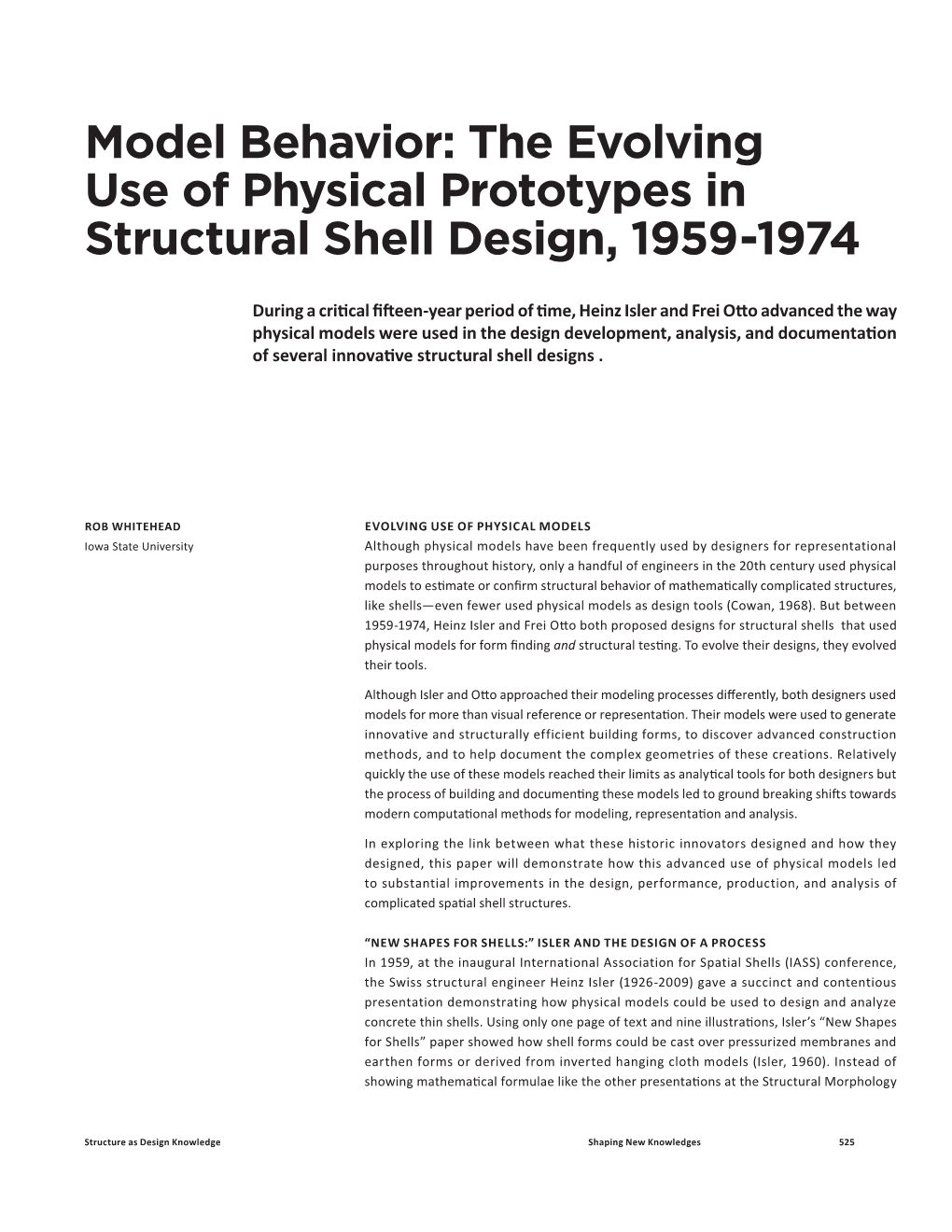 Model Behavior: the Evolving Use of Physical Prototypes in Structural Shell Design, 1959-1974