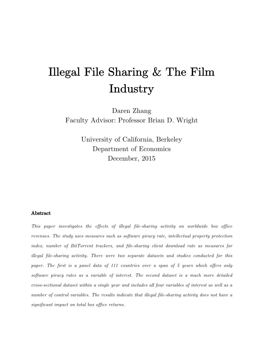 Illegal File Sharing & the Film Industry