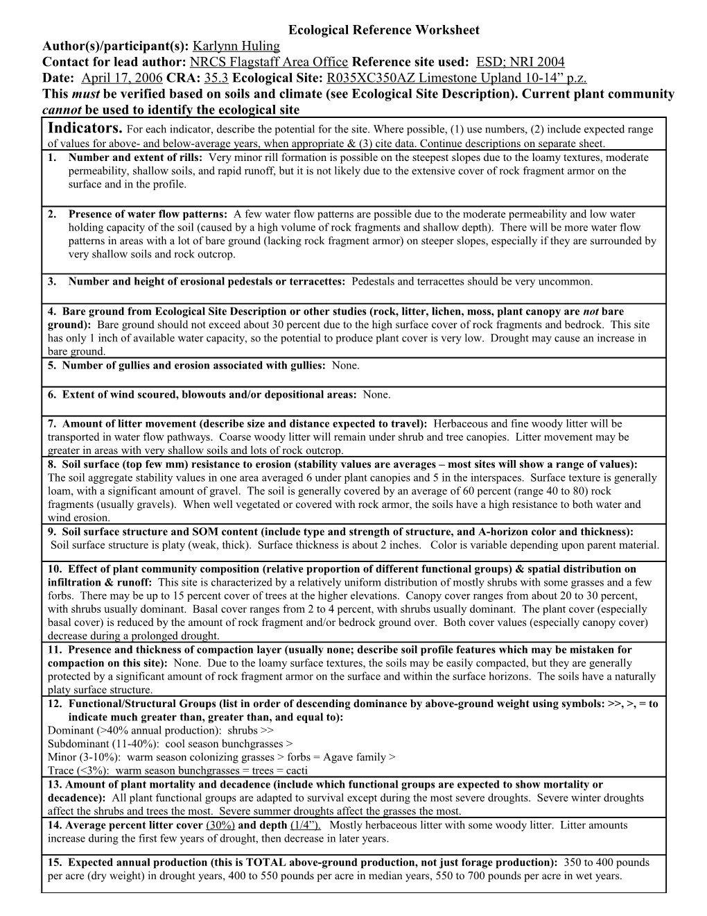 Ecological Reference Worksheet s3