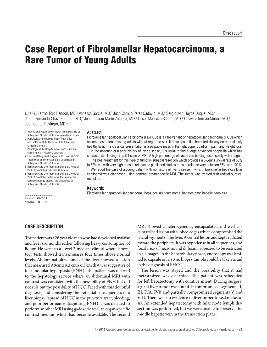 Case Report of Fibrolamellar Hepatocarcinoma, a Rare Tumor of Young Adults