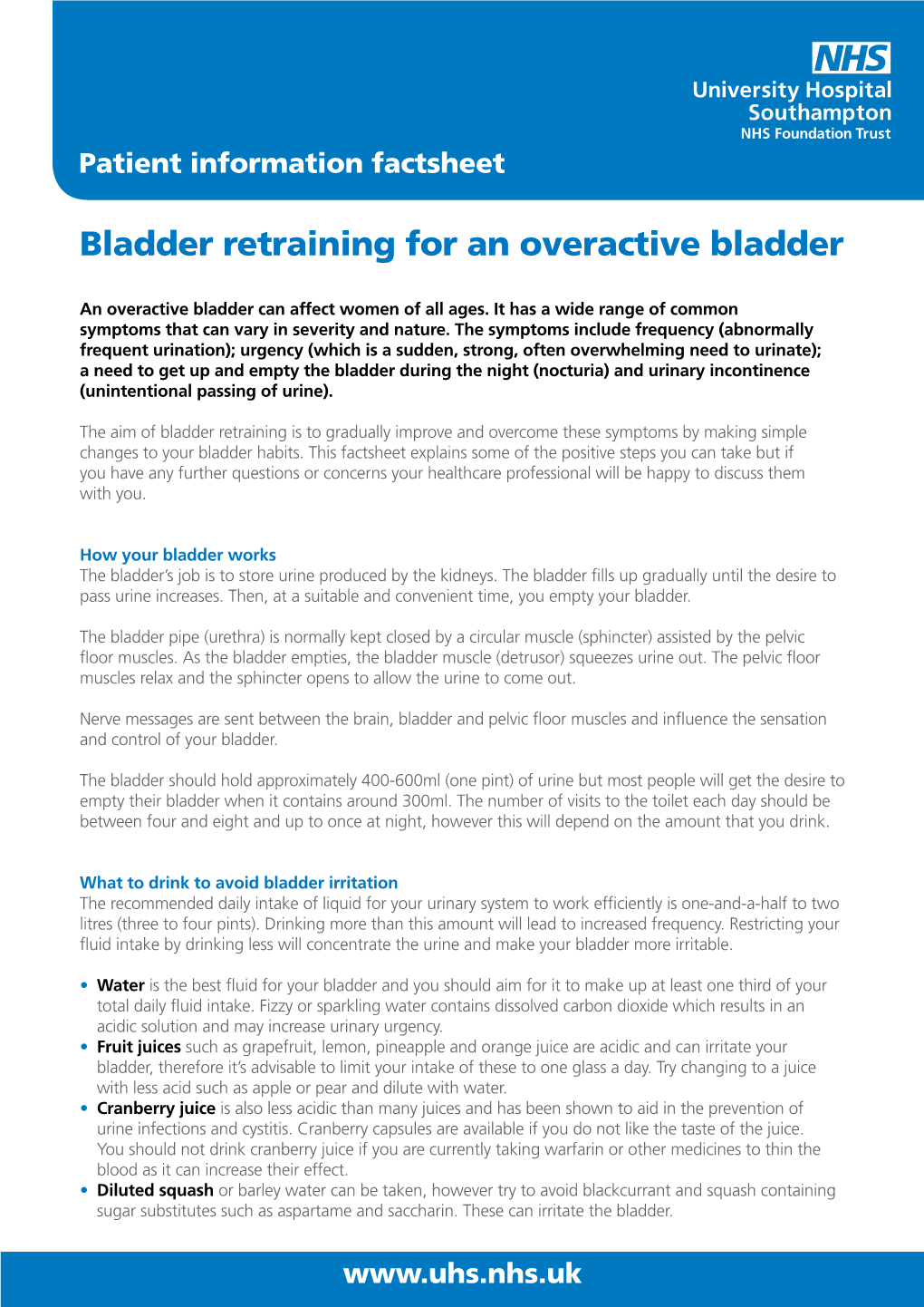 Bladder Retraining for an Overactive Bladder