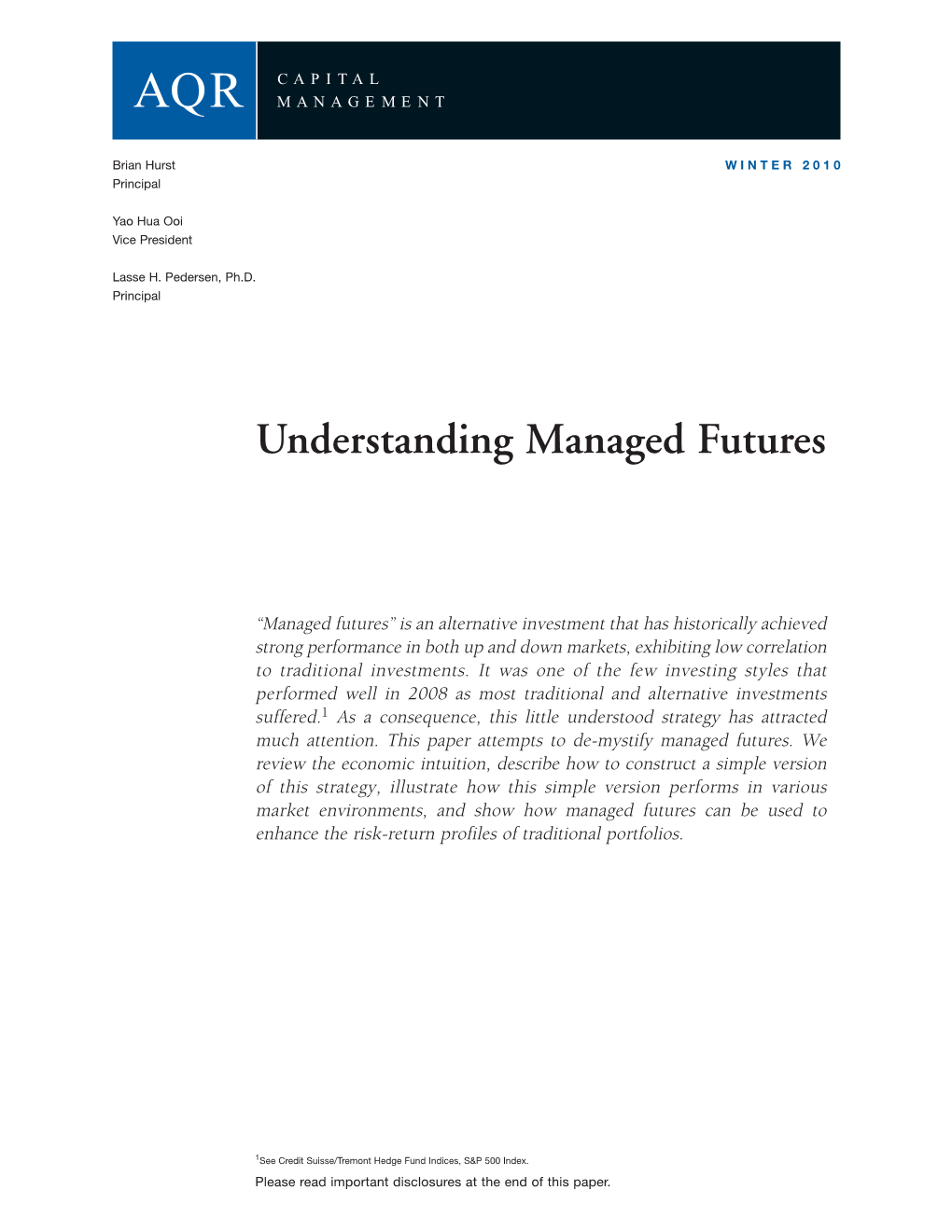 Understanding Managed Futures