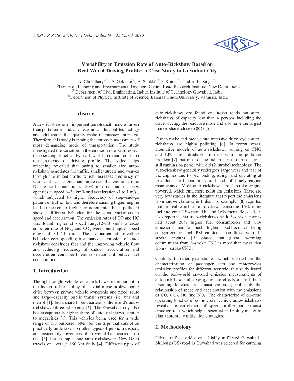 Variability in Emission Rate of Auto-Rickshaw Based on Real World Driving Profile: a Case Study in Guwahati City