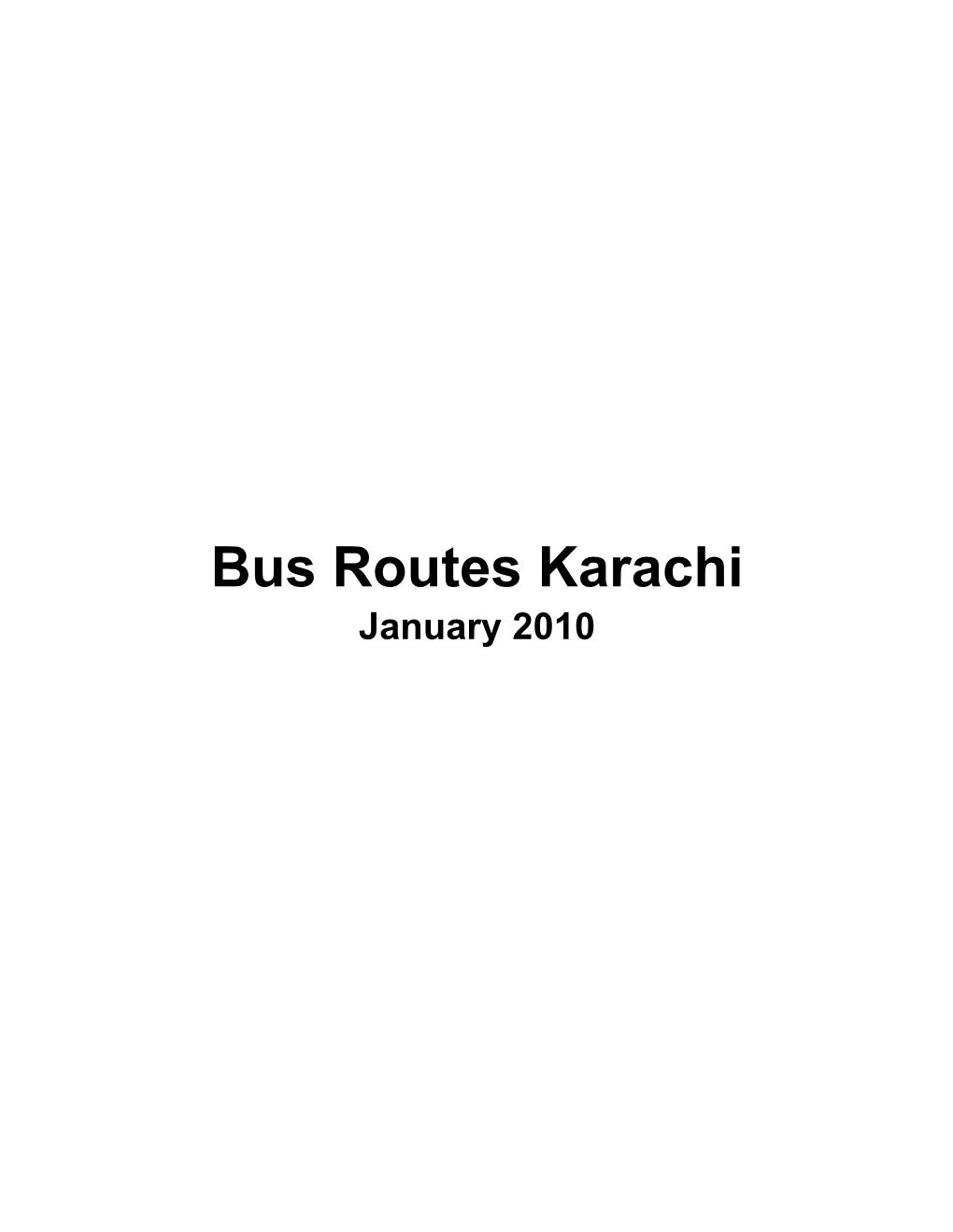 Bus Routes Karachi January 2010