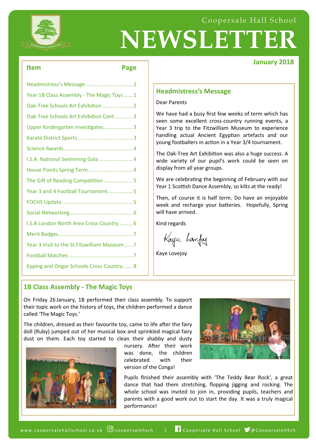NEWSLETTER January 2018 Item Page
