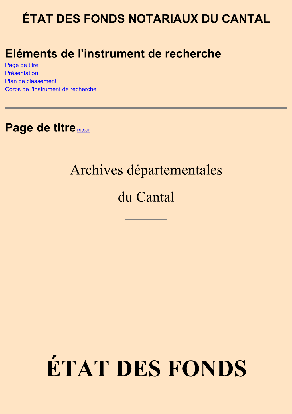 État Des Fonds Notariaux Du Cantal