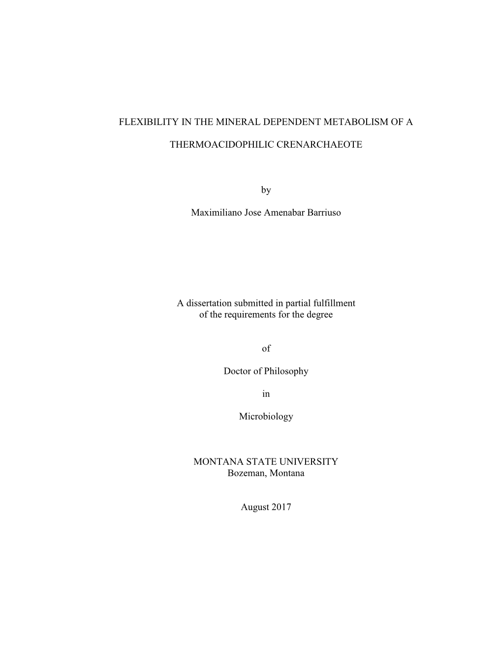 Flexibility in the Mineral Dependent Metabolism of A