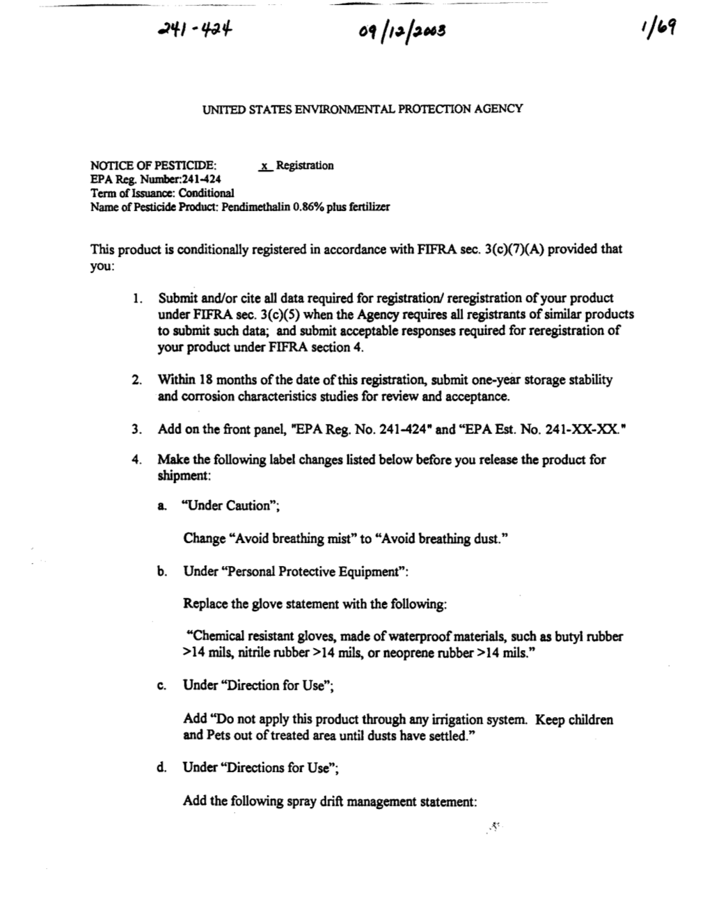 U.S. EPA, Pesticide Product Label, PENDULUM 0.86% PLUS