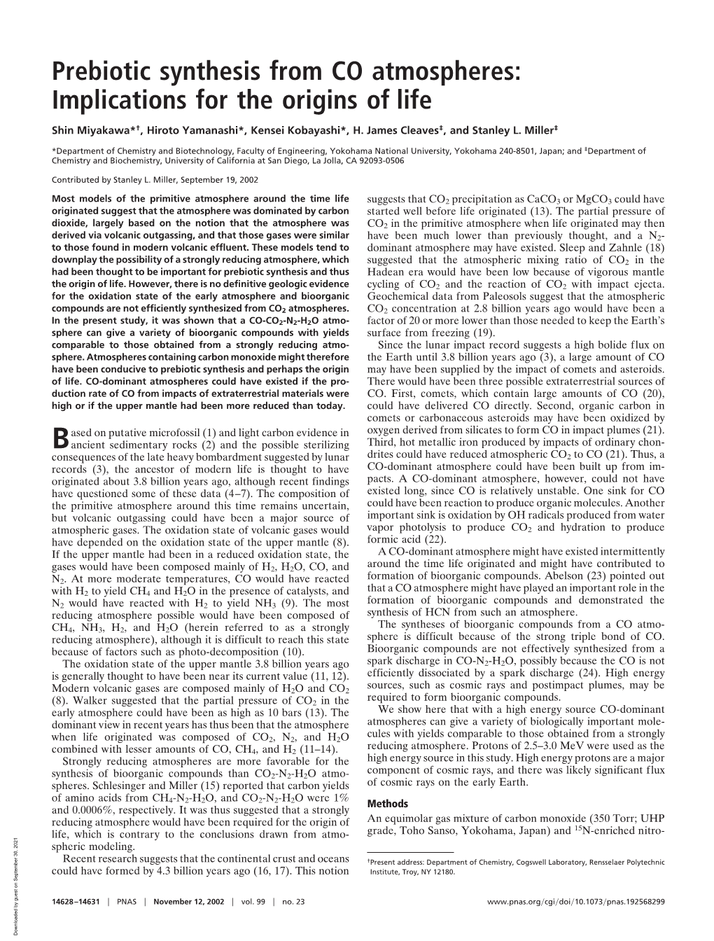 Prebiotic Synthesis from CO Atmospheres: Implications for the Origins of Life