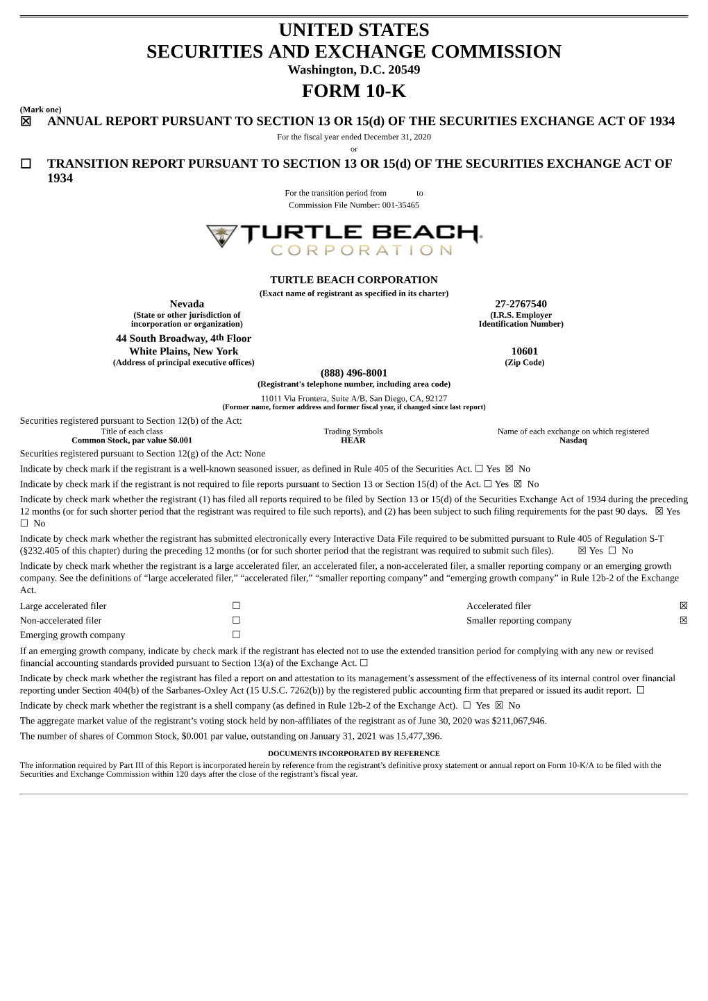 United States Securities and Exchange Commission Form