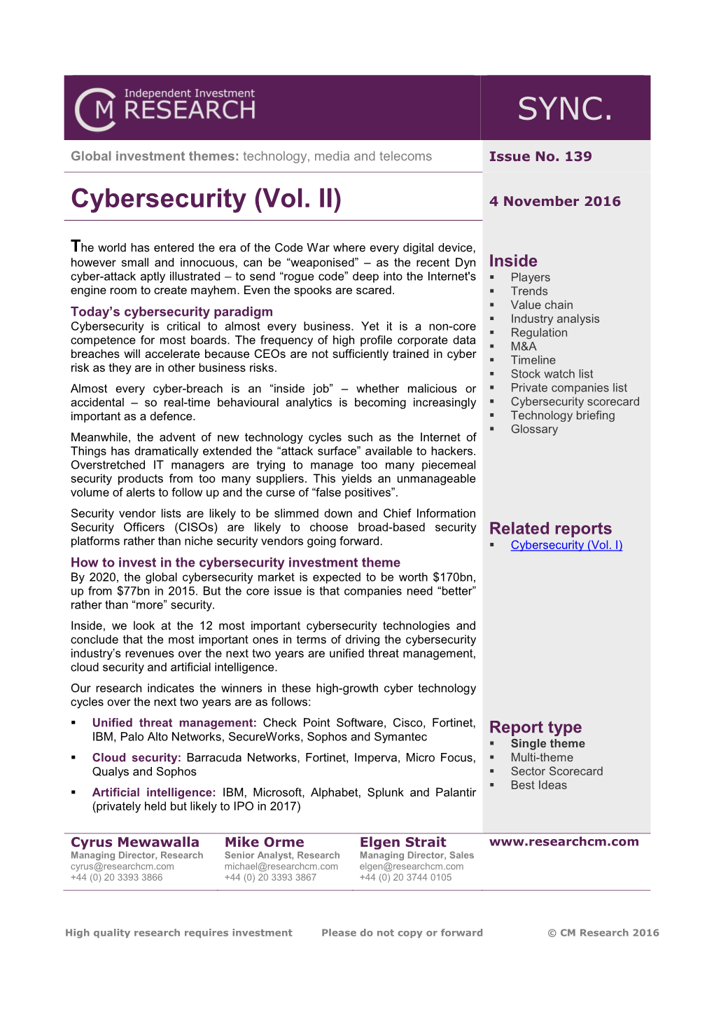 Cybersecurity (Vol