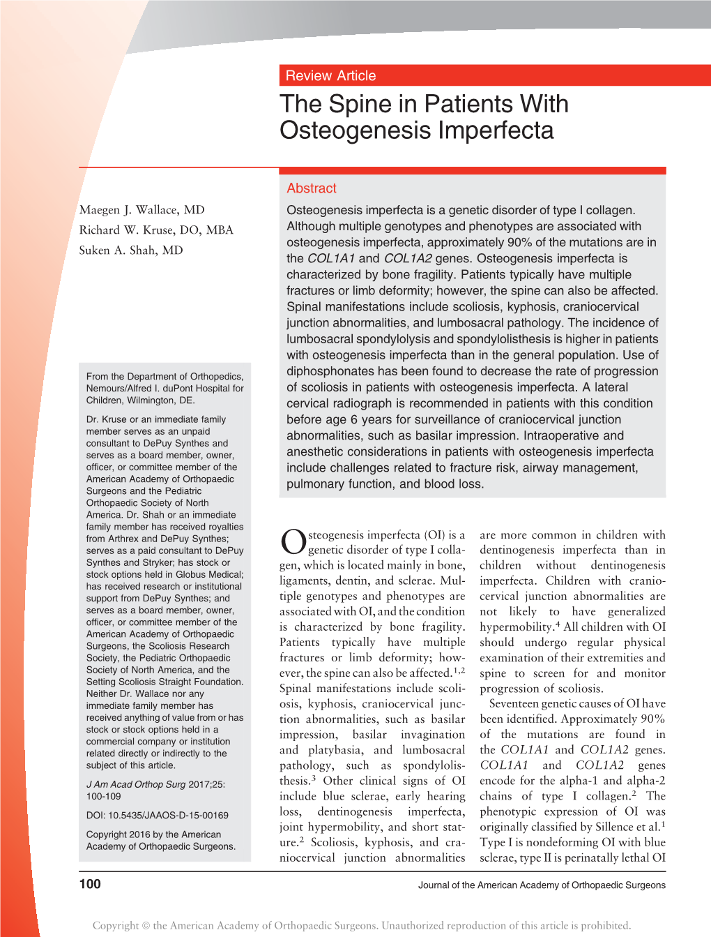 The Spine in Patients with OI Article