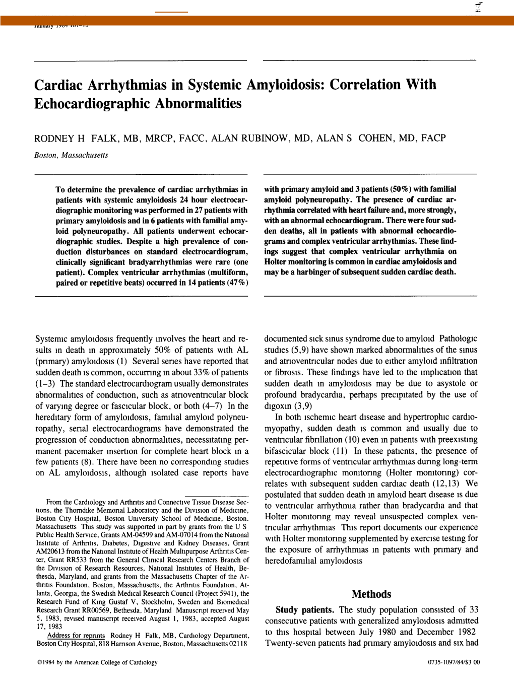 Cardiac Arrhythmias in Systemic Amyloidosis: Correlation with Echocardiographic Abnormalities