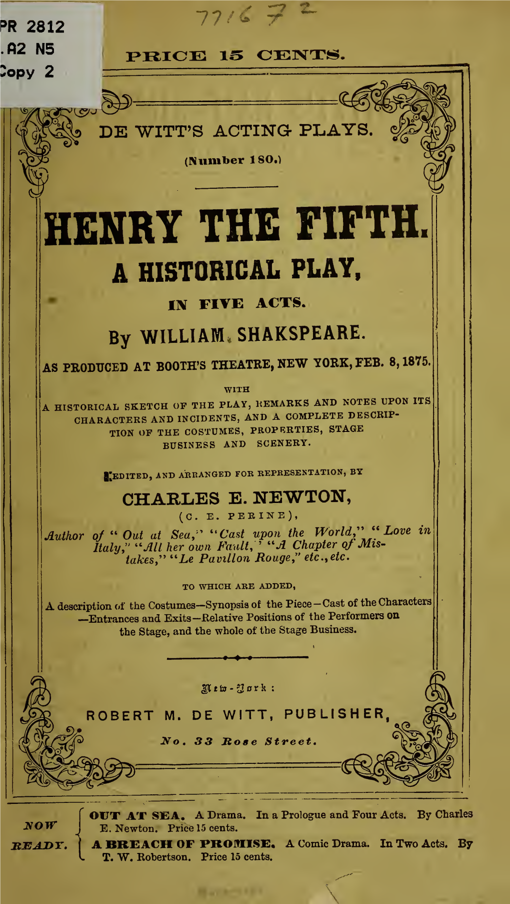 Henry the Fifth. a Historical Play in Five Acts