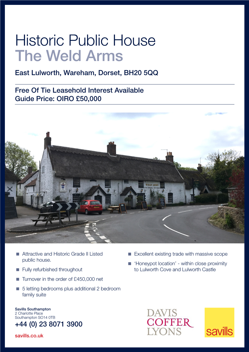 Historic Public House the Weld Arms East Lulworth, Wareham, Dorset, BH20 5QQ