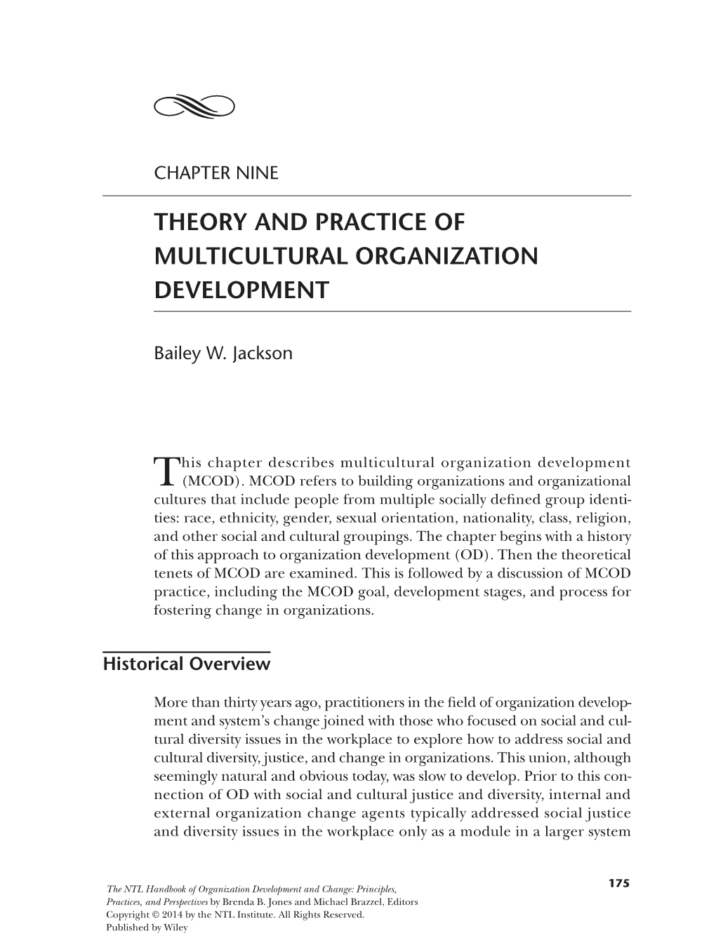 Theory and Practice of Multicultural Organization Development