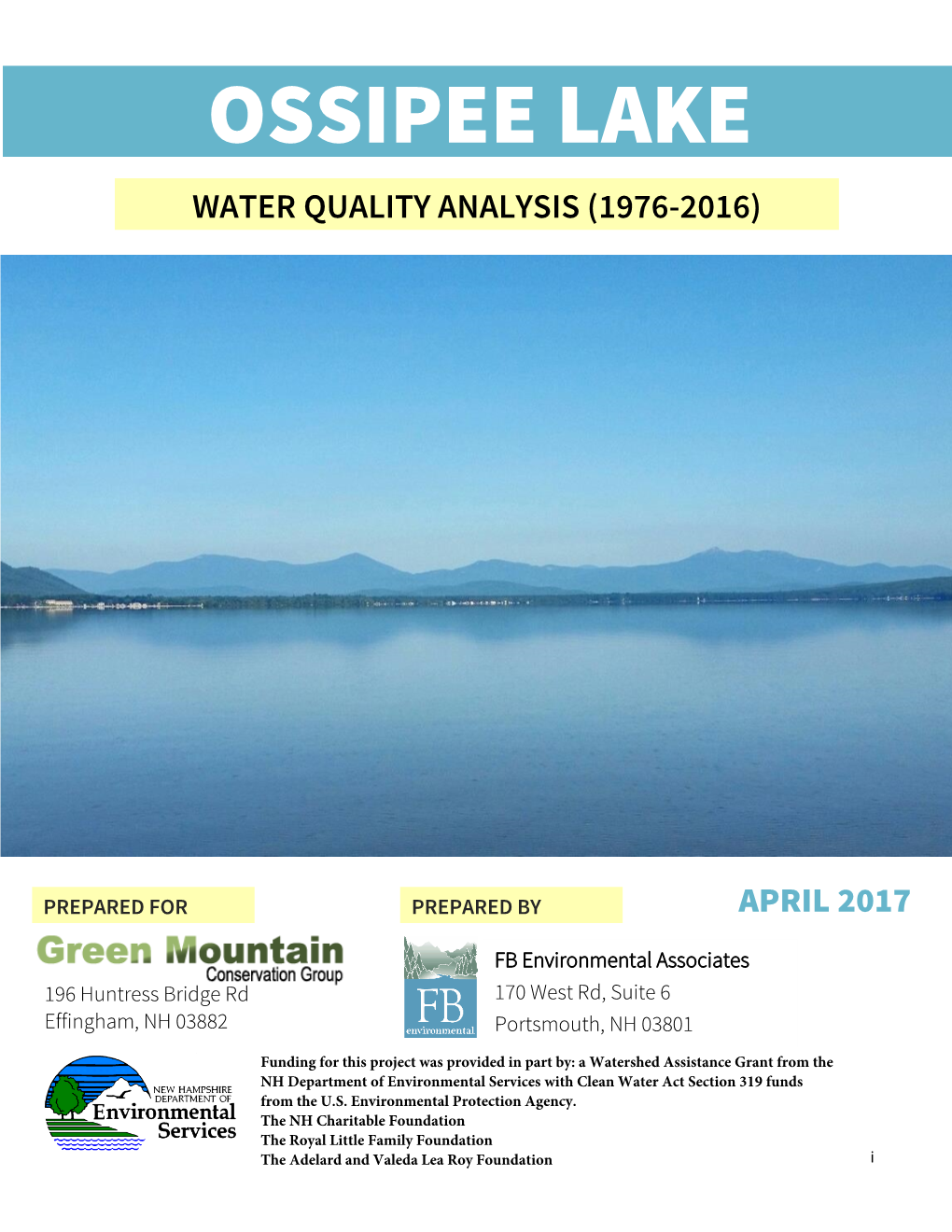 Ossipee Lake Water Quality Analysis (1976-2016)